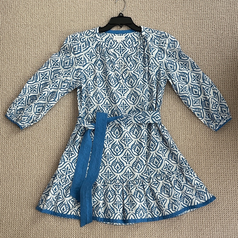 Velvet brand Blue and White Geometric dress